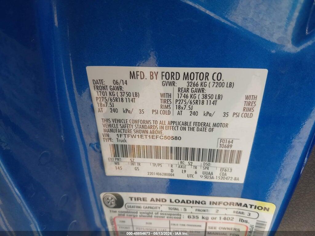 1FTFW1ET1EFC50580 2014 FORD F-150 photo no. 9