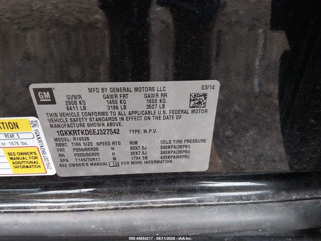 1GKKRTKD6EJ327542 2014 GMC ACADIA photo no. 9
