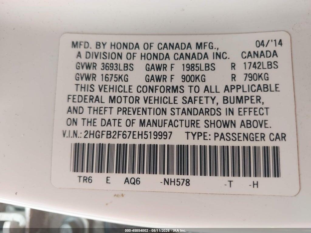 2HGFB2F67EH519997 2014 HONDA CIVIC photo no. 9