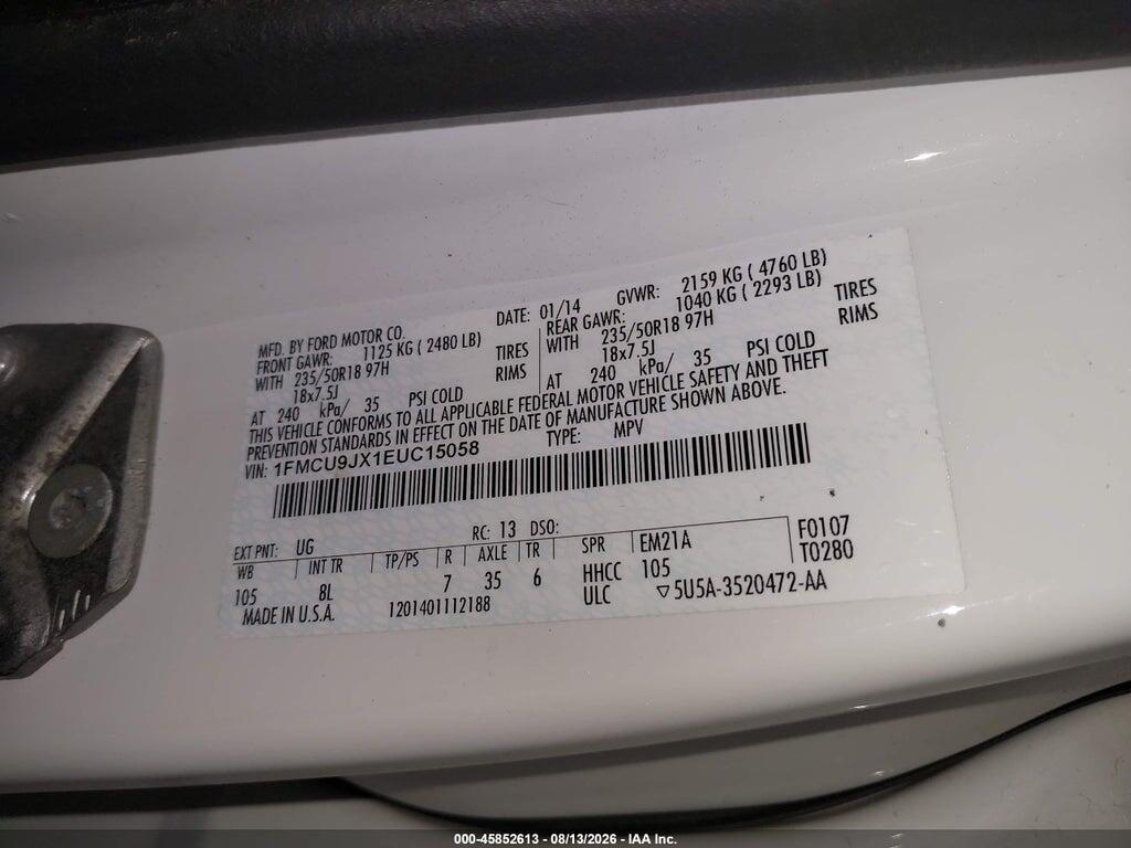 1FMCU9JX1EUC15058 2014 FORD ESCAPE photo no. 9
