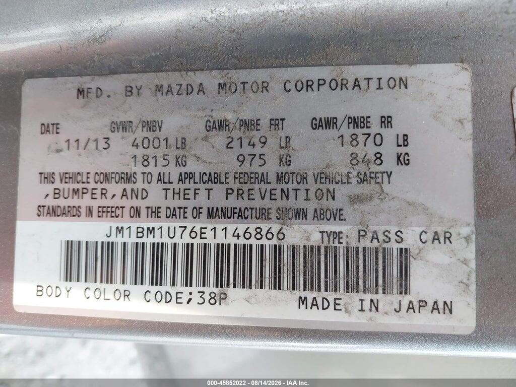 JM1BM1U76E1146866 2014 MAZDA MAZDA3 photo no. 9