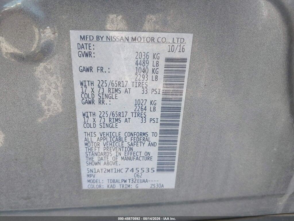 5N1AT2MT1HC745535 2017 NISSAN ROGUE photo no. 9