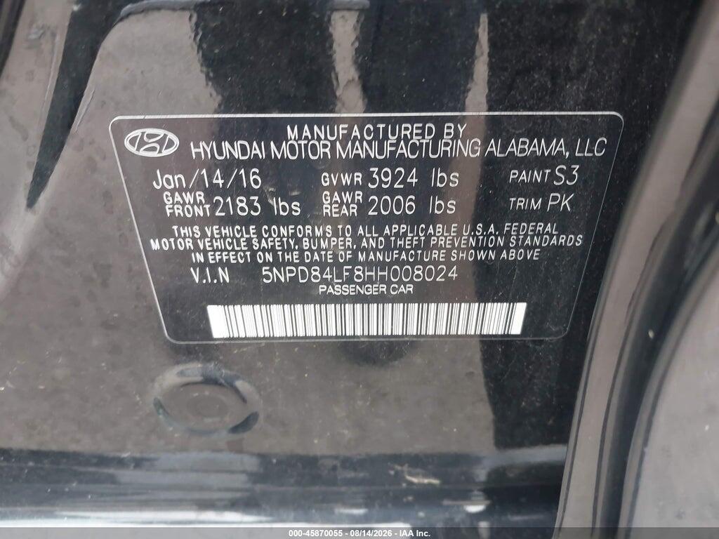 5NPD84LF8HH008024 2017 HYUNDAI ELANTRA photo no. 9