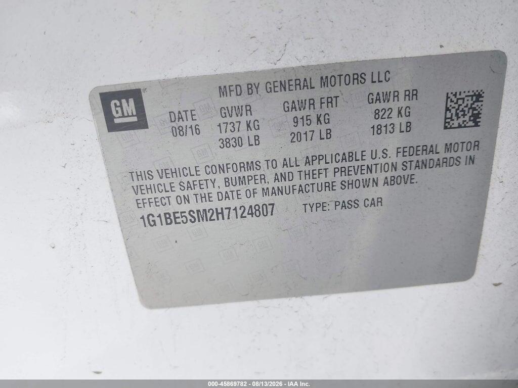 1G1BE5SM2H7124807 2017 CHEVROLET CRUZE photo no. 9