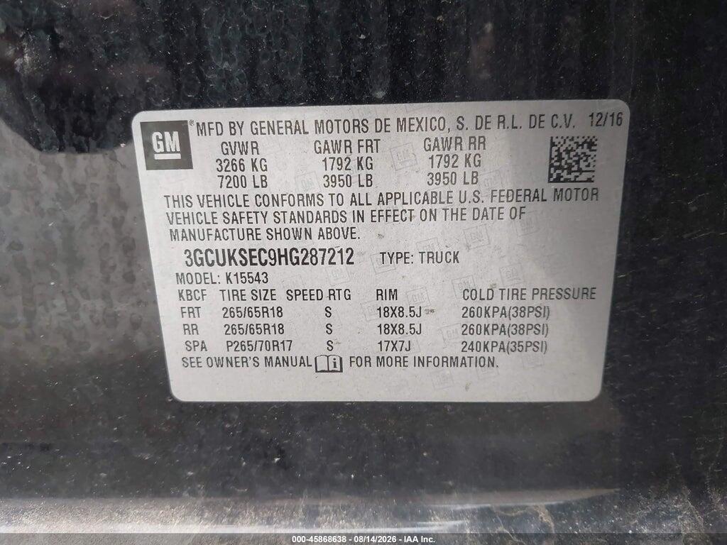 3GCUKSEC9HG287212 2017 CHEVROLET SILVERADO 1500 photo no. 9