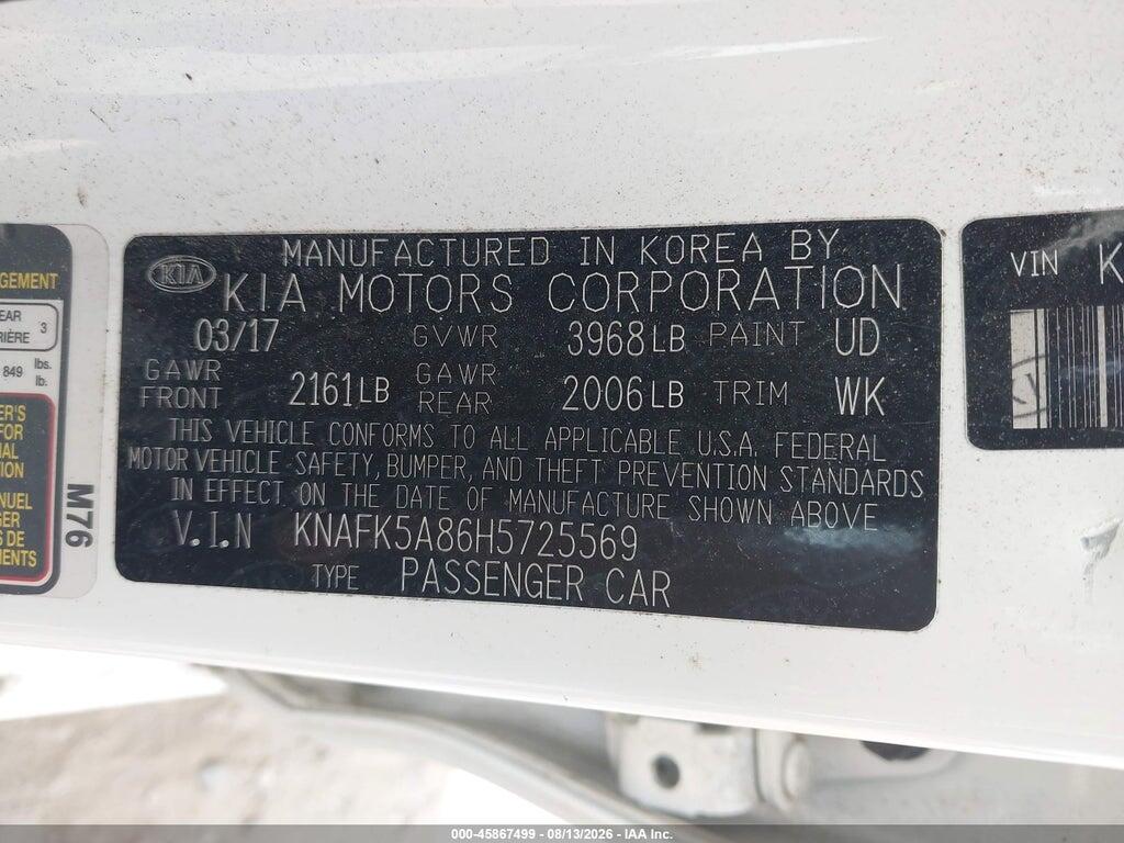 KNAFK5A86H5725569 2017 KIA FORTE photo no. 9