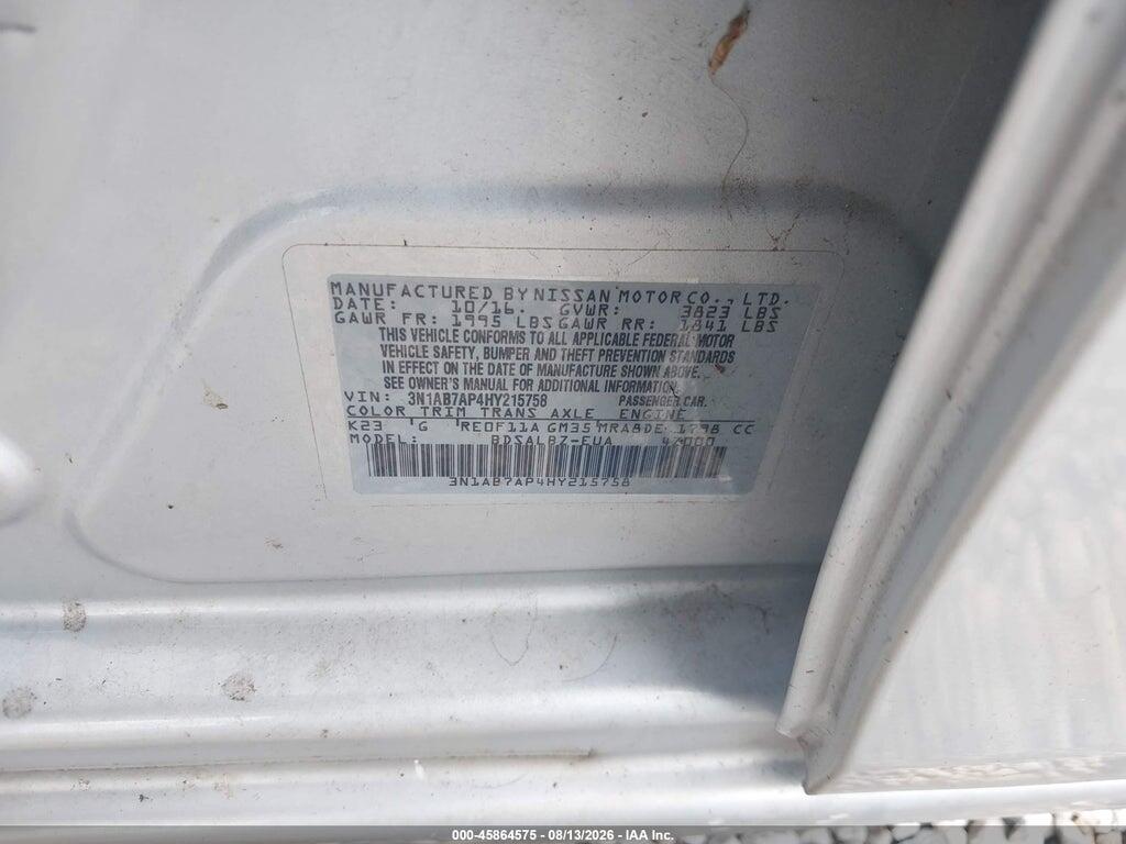 3N1AB7AP4HY215758 2017 NISSAN SENTRA photo no. 9