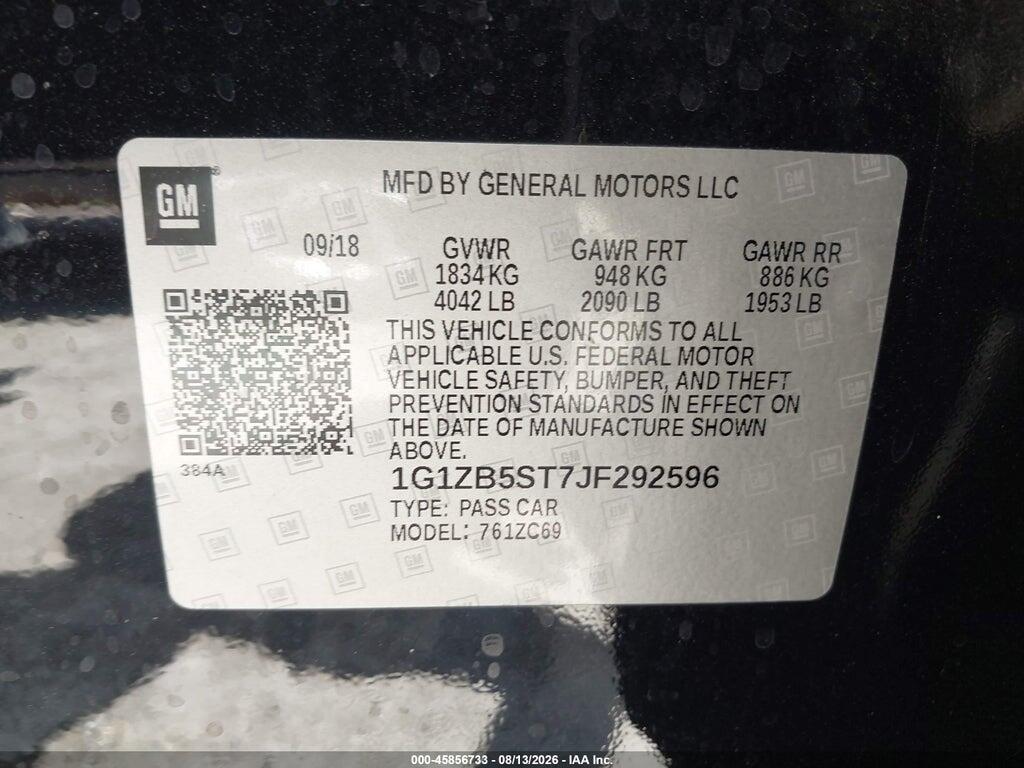 1G1ZB5ST7JF292596 2018 CHEVROLET MALIBU photo no. 9