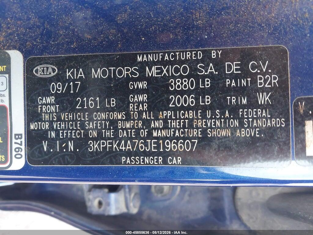 3KPFK4A76JE196607 2018 KIA FORTE photo no. 9