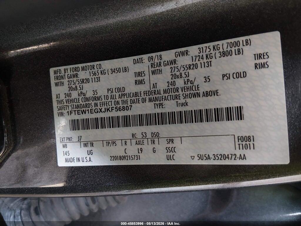 1FTEW1EGXJKF56807 2018 FORD F-150 photo no. 9
