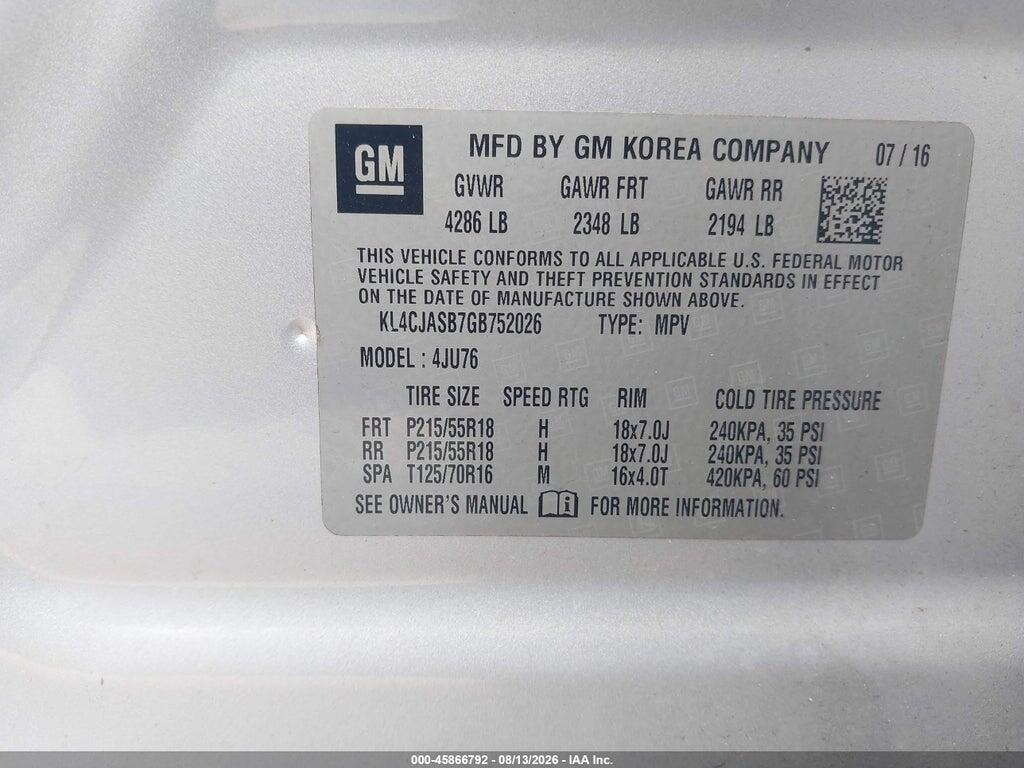 KL4CJASB7GB752026 2016 BUICK ENCORE photo no. 9