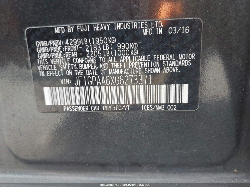 JF1GPAA6XG8273371 2016 SUBARU IMPREZA photo no. 9