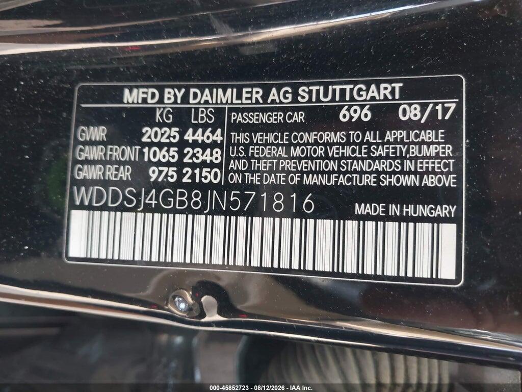 WDDSJ4GB8JN571816 2018 MERCEDES-BENZ CLA 250 photo no. 9
