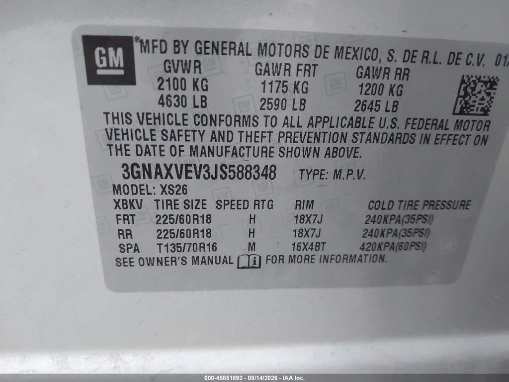 3GNAXVEV3JS588348 2018 CHEVROLET EQUINOX photo no. 9