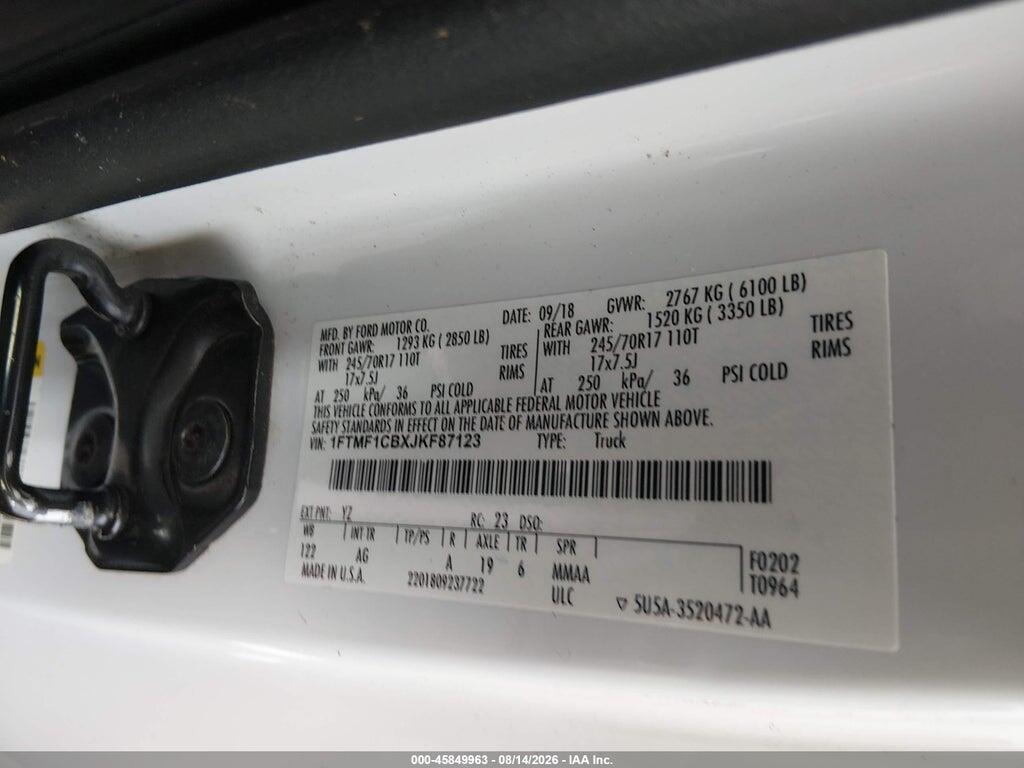 1FTMF1CBXJKF87123 2018 FORD F-150 photo no. 9