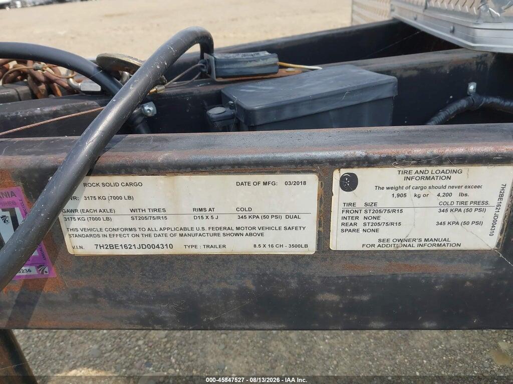 7H2BE1621JD004310 2018 ROCK SOLID CARGO CARGO TRAILER photo no. 9