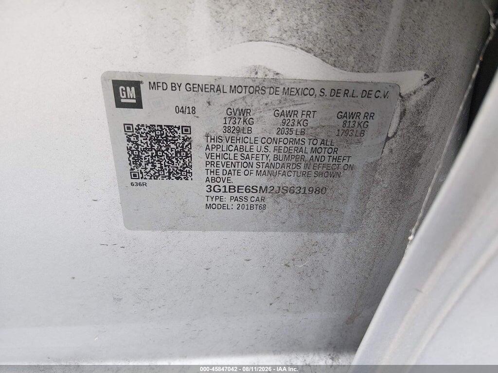 3G1BE6SM2JS631980 2018 CHEVROLET CRUZE photo no. 9