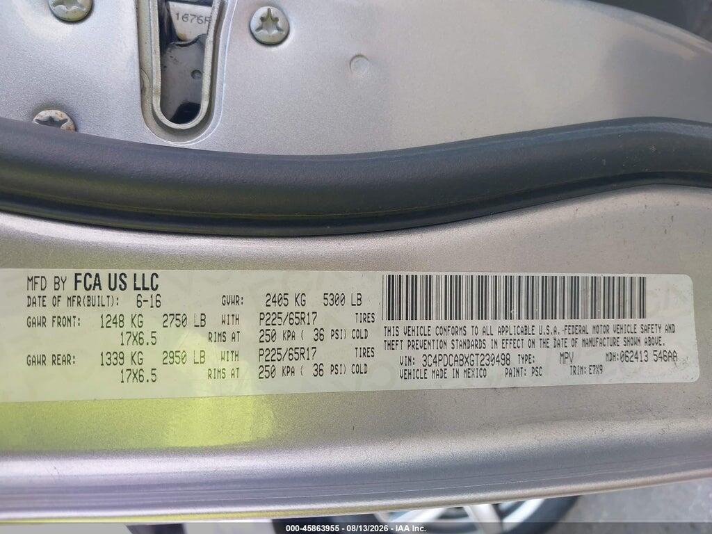 3C4PDCABXGT230498 2016 DODGE JOURNEY photo no. 9
