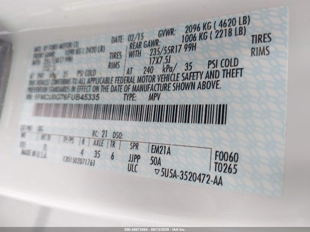 1FMCU0G76FUB45335 2015 FORD ESCAPE photo no. 9