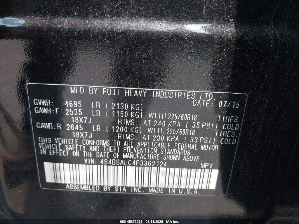 4S4BSALC4F3362124 2015 SUBARU OUTBACK photo no. 9