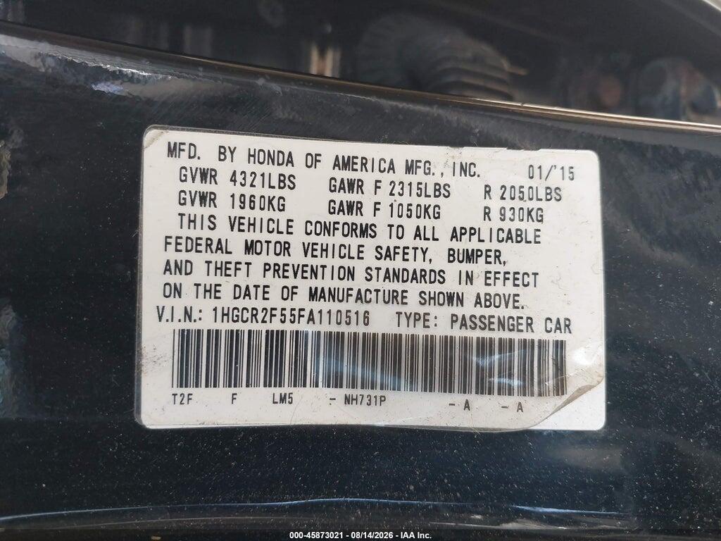 1HGCR2F55FA110516 2015 HONDA ACCORD photo no. 9