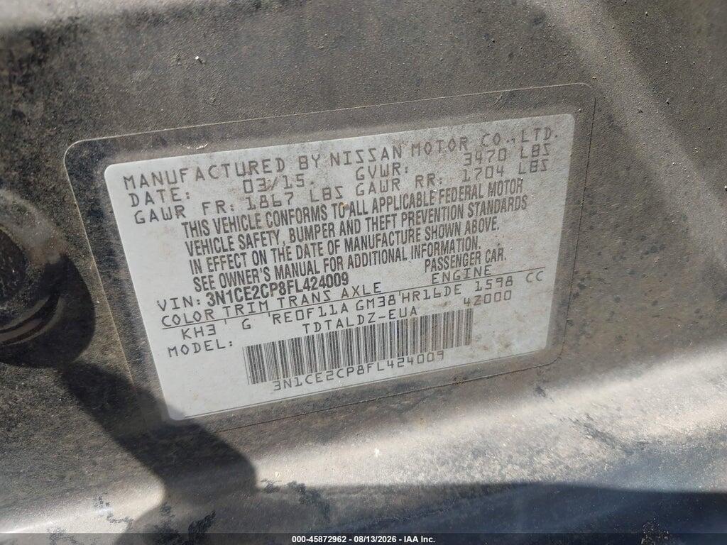 3N1CE2CP8FL424009 2015 NISSAN VERSA NOTE photo no. 9