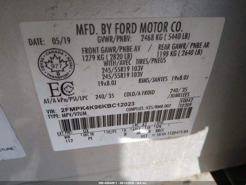 2FMPK4K96KBC12023 2019 FORD EDGE photo no. 9