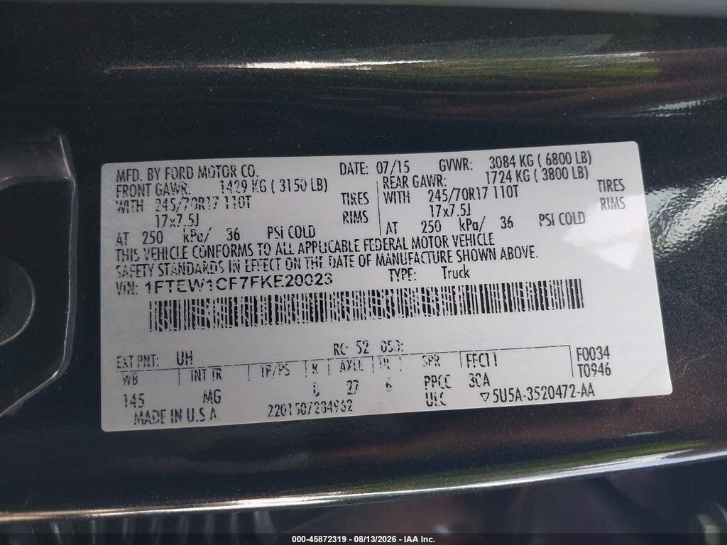 1FTEW1CF7FKE20023 2015 FORD F-150 photo no. 9