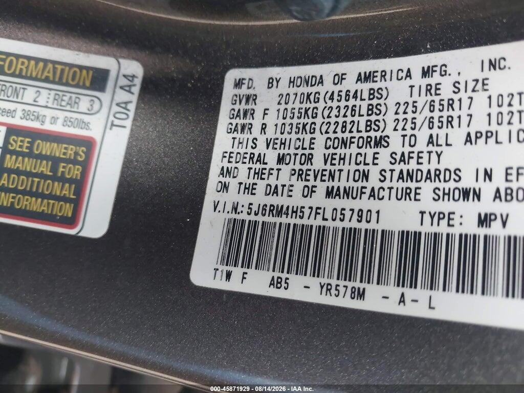 5J6RM4H57FL057901 2015 HONDA CR-V photo no. 9