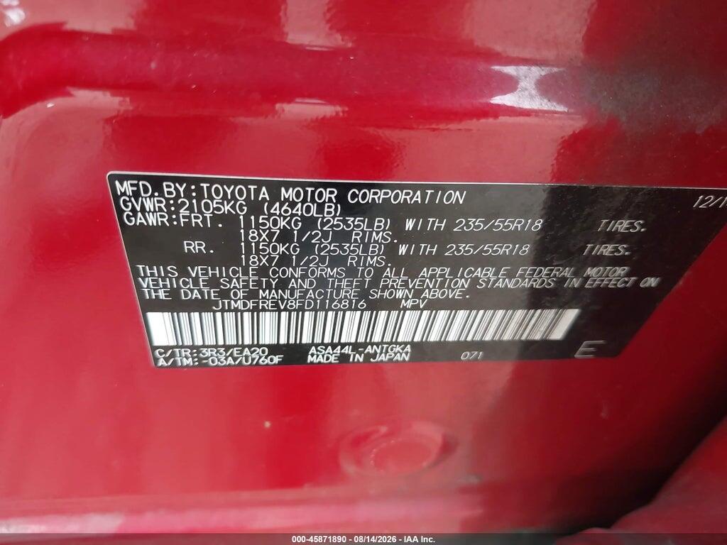 JTMDFREV8FD116816 2015 TOYOTA RAV4 photo no. 9