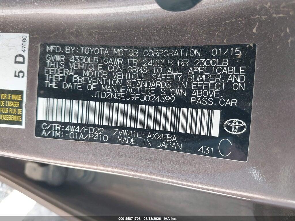 JTDZN3EU9FJ024399 2015 TOYOTA PRIUS V photo no. 9