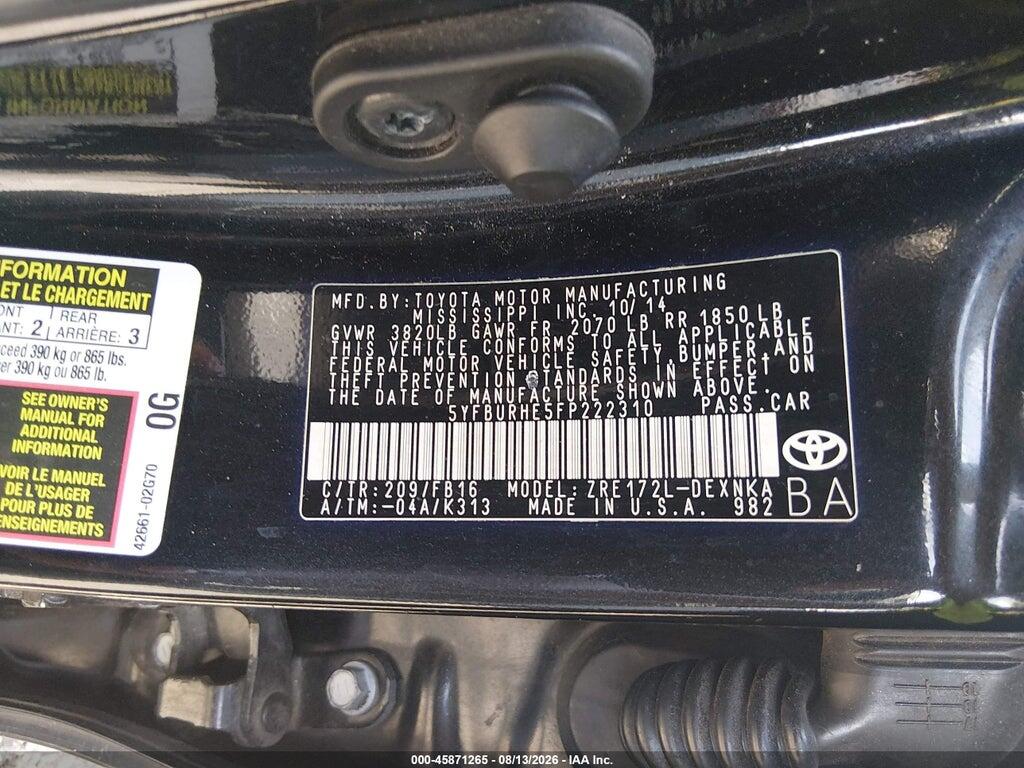 5YFBURHE5FP222310 2015 TOYOTA COROLLA photo no. 9