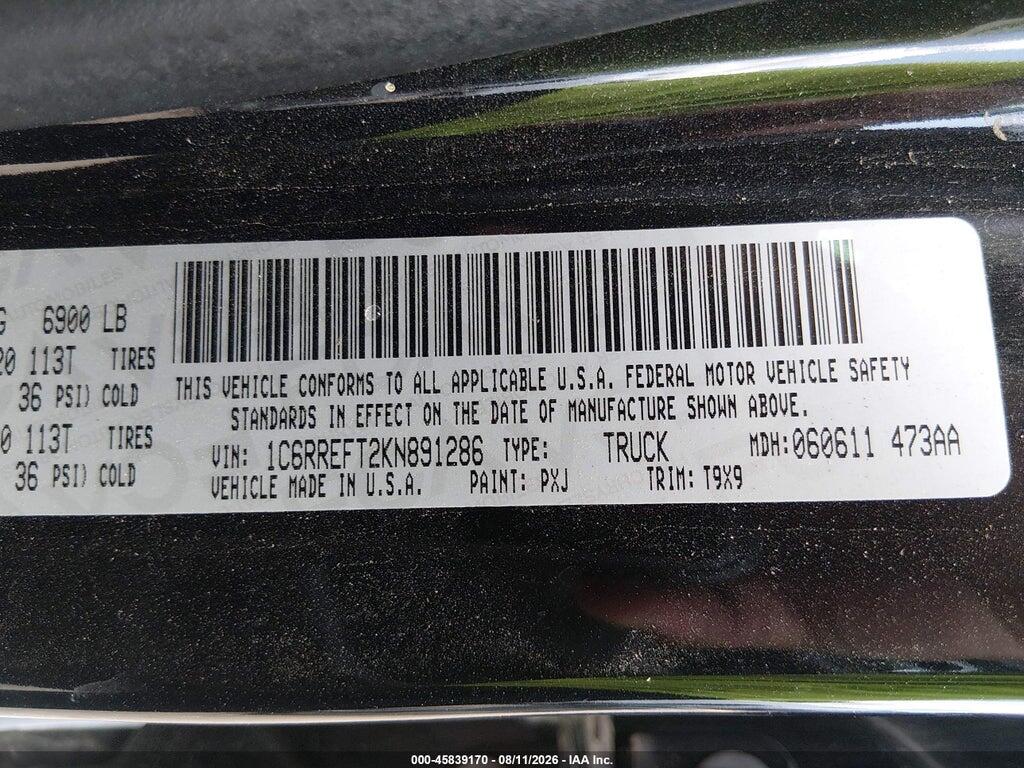 1C6RREFT2KN891286 2019 RAM 1500 photo no. 9