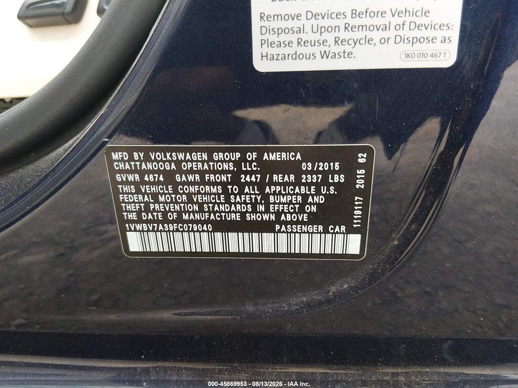 1VWBV7A39FC079040 2015 VOLKSWAGEN PASSAT photo no. 9