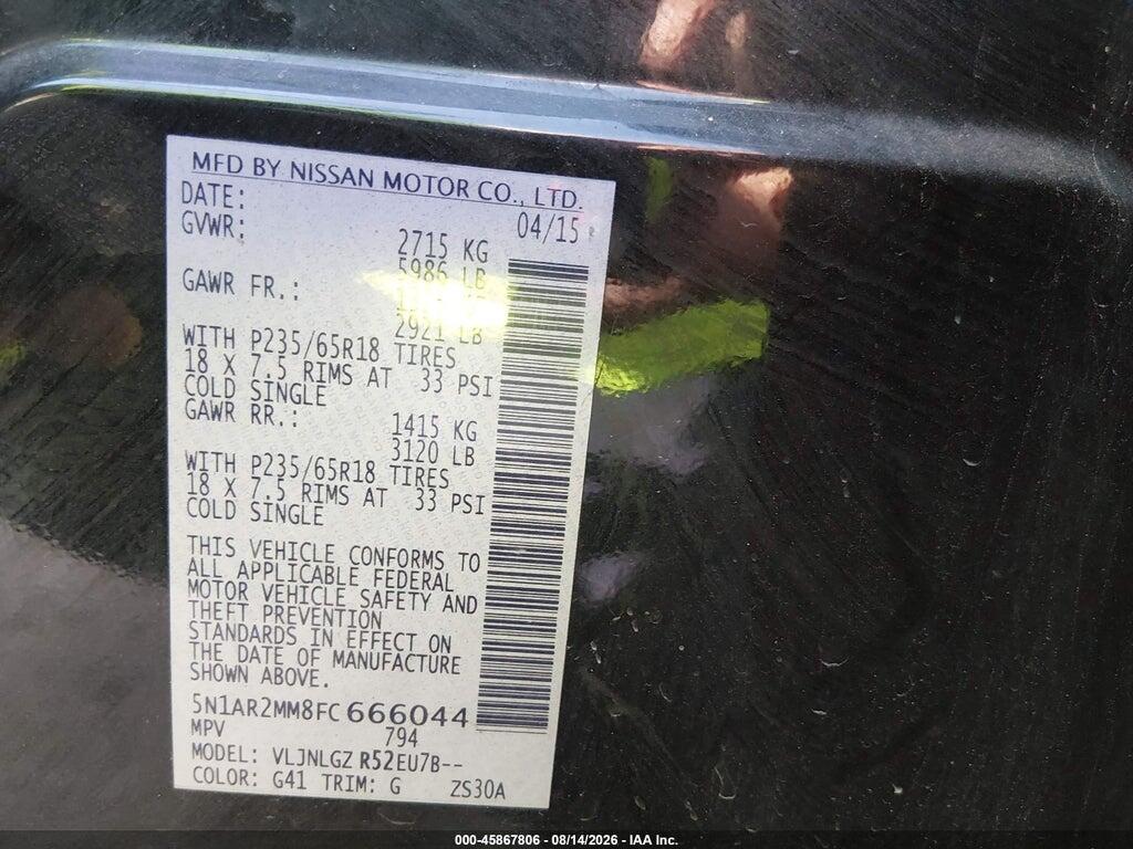 5N1AR2MM8FC666044 2015 NISSAN PATHFINDER photo no. 9