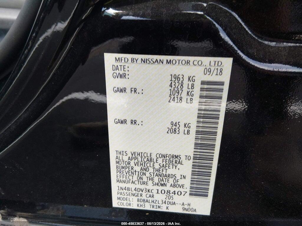 1N4BL4DV3KC108407 2019 NISSAN ALTIMA photo no. 9