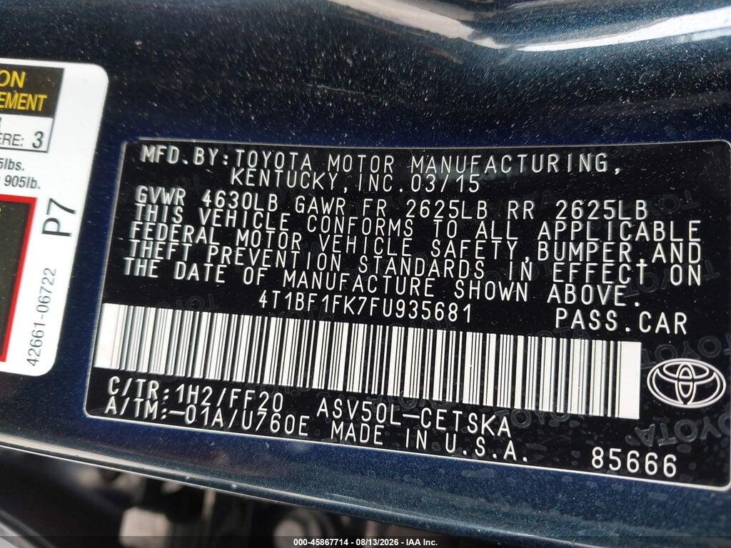 4T1BF1FK7FU935681 2015 TOYOTA CAMRY photo no. 9