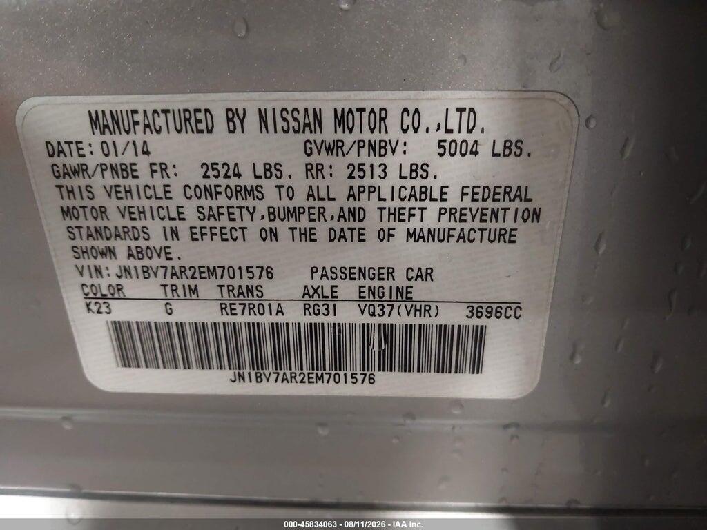 JN1BV7AR2EM701576 2014 INFINITI Q50 photo no. 9