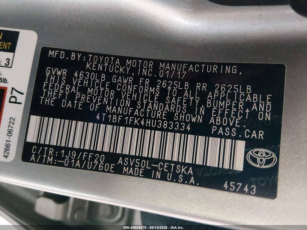 4T1BF1FK4HU383334 2017 TOYOTA CAMRY photo no. 9