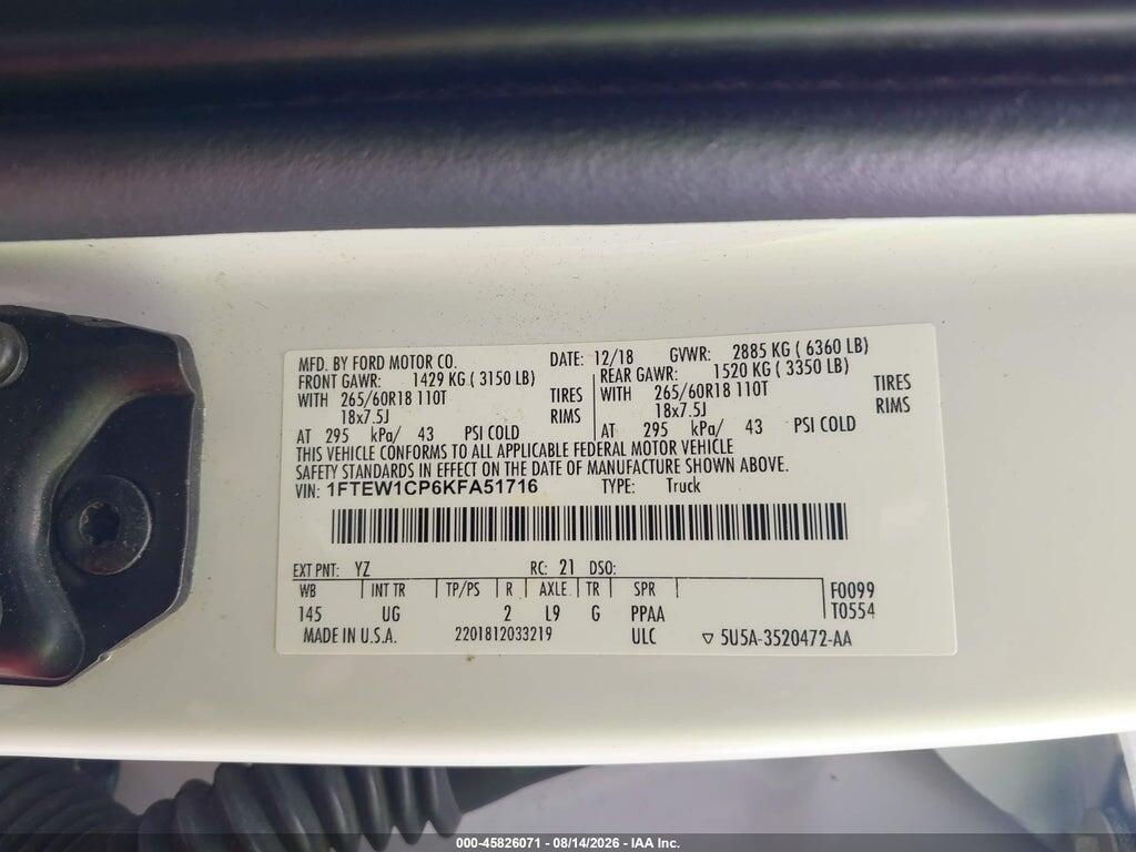 1FTEW1CP6KFA51716 2019 FORD F-150 photo no. 9
