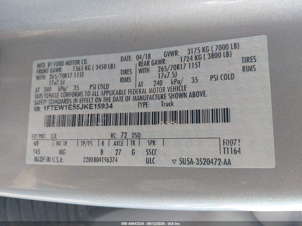 1FTEW1E55JKE15934 2018 FORD F-150 photo no. 9
