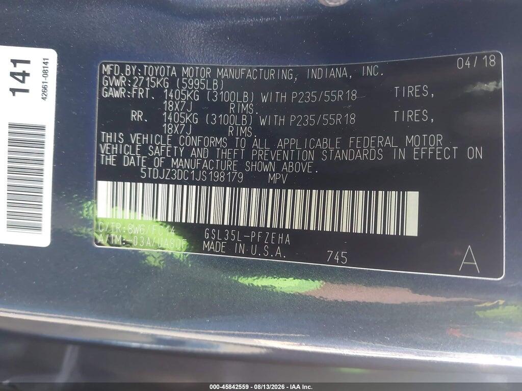 5TDJZ3DC1JS198179 2018 TOYOTA SIENNA photo no. 9