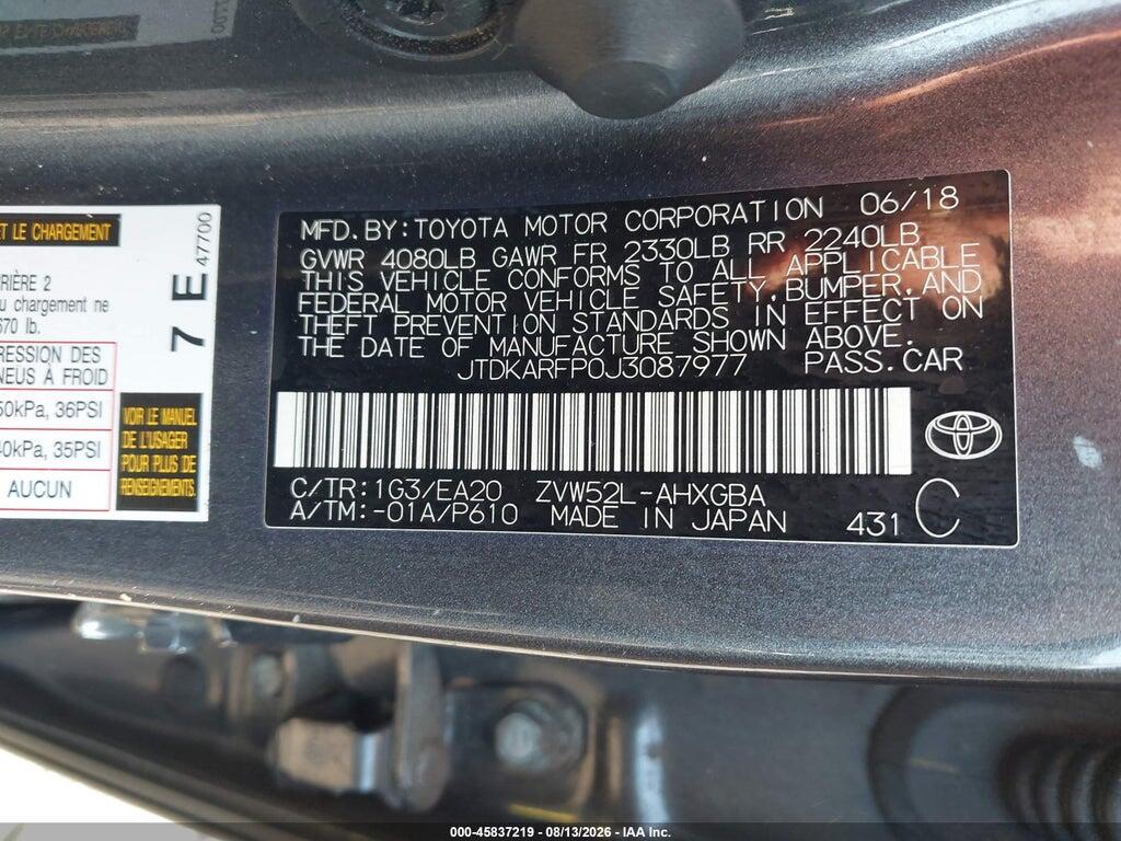 JTDKARFP0J3087977 2018 TOYOTA PRIUS PRIME photo no. 9