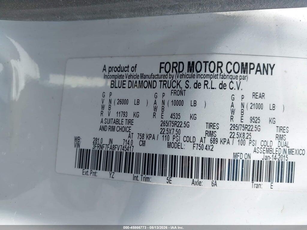 3FRNF7FA8FV745417 2015 FORD F-750 photo no. 8