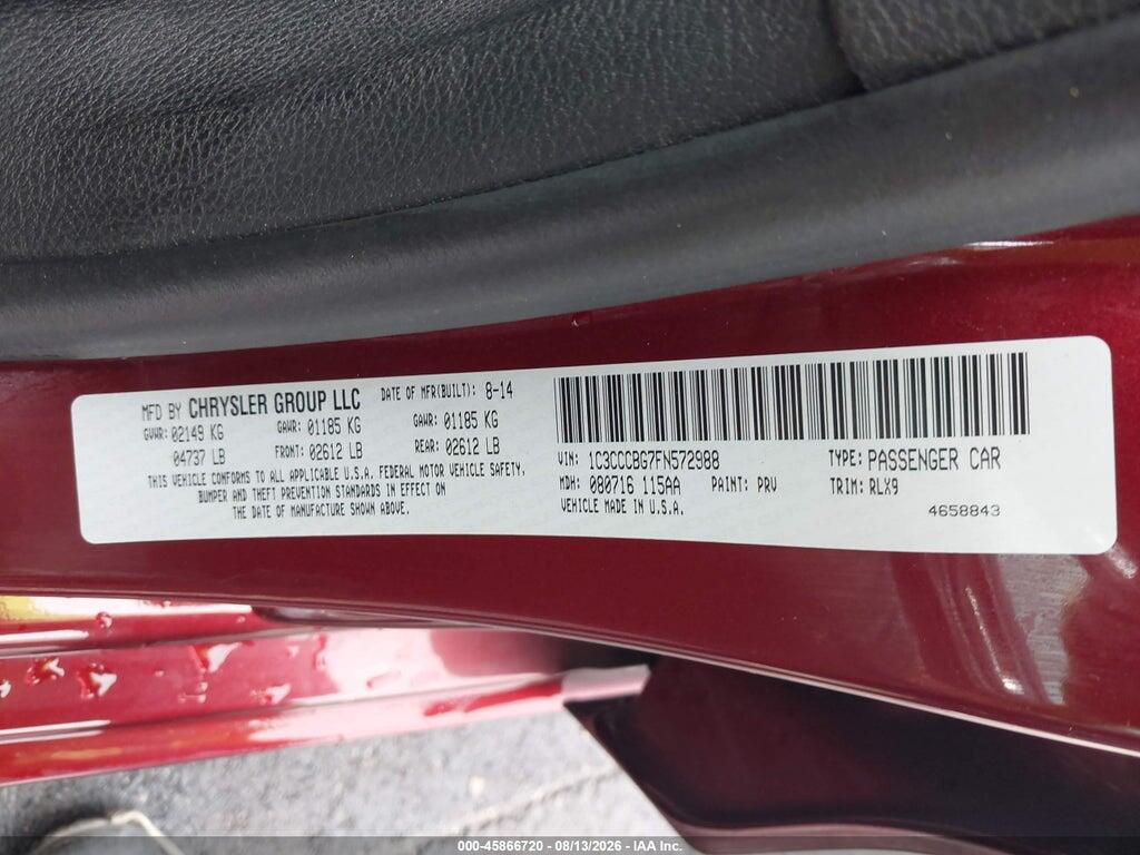 1C3CCCBG7FN572988 2015 CHRYSLER 200 photo no. 9