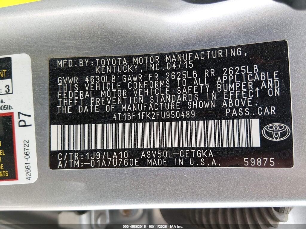 4T1BF1FK2FU950489 2015 TOYOTA CAMRY photo no. 9