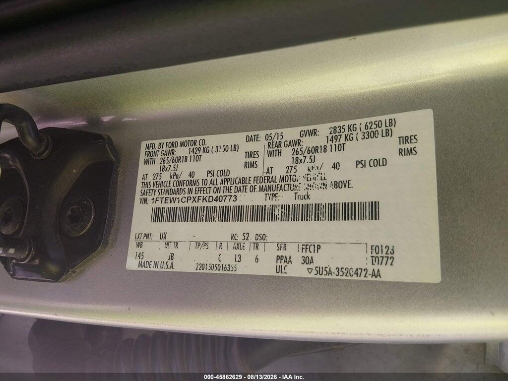 1FTEW1CPXFKD40773 2015 FORD F-150 photo no. 9