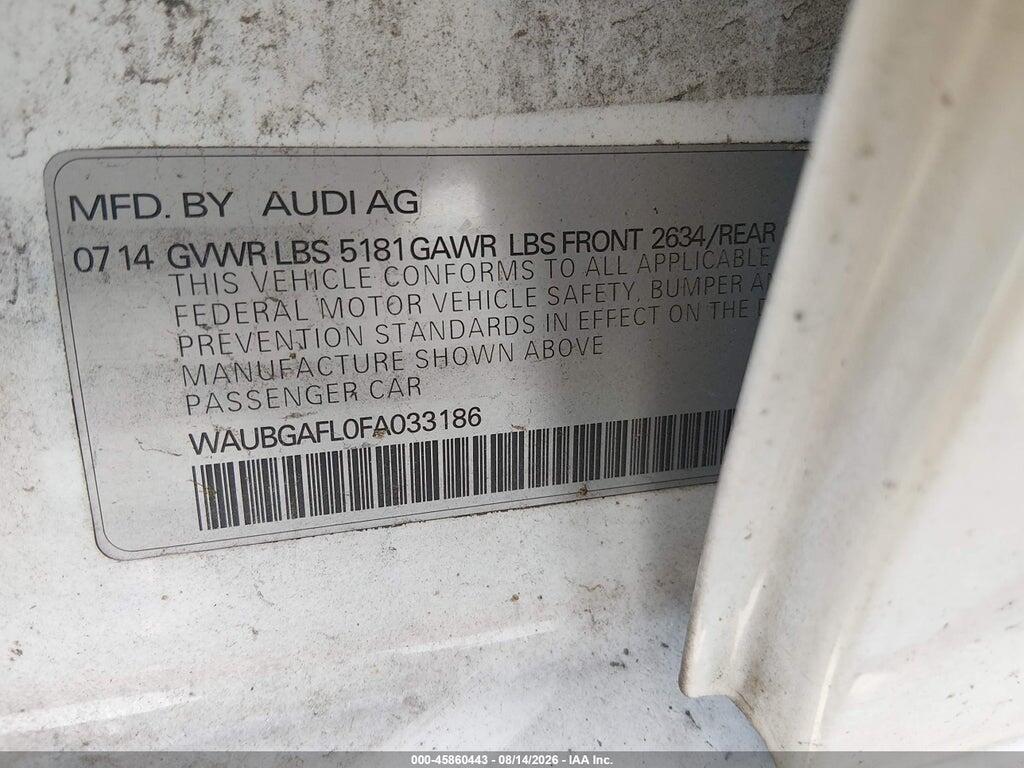 WAUBGAFL0FA033186 2015 AUDI S4 photo no. 9