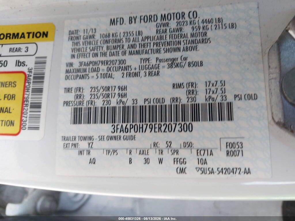3FA6P0H79ER207300 2014 FORD FUSION photo no. 9
