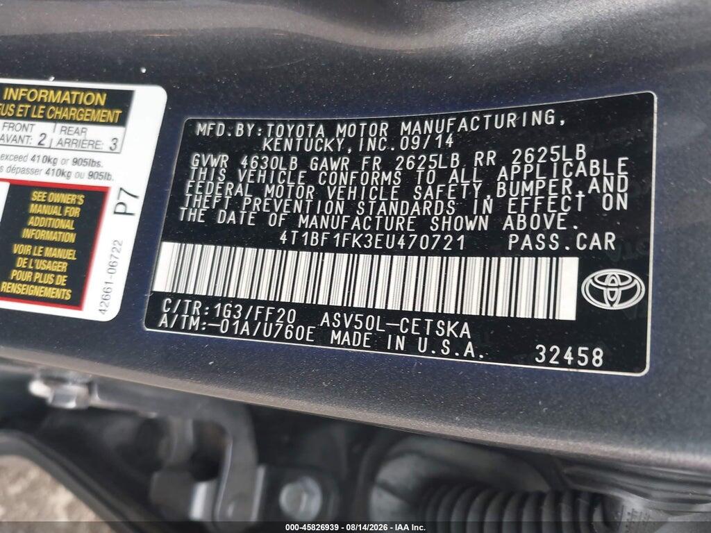 4T1BF1FK3EU470721 2014 TOYOTA CAMRY photo no. 9